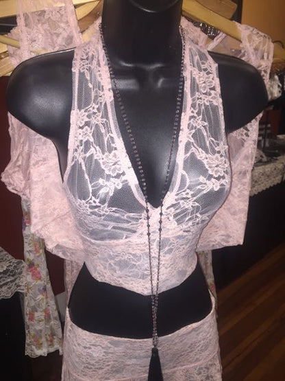 Ella Crop Top Bralette, Lace Lingerie Top - White, Black, Blush, Purple - Boudoir, Bridal, Fairy Angel, Ballet