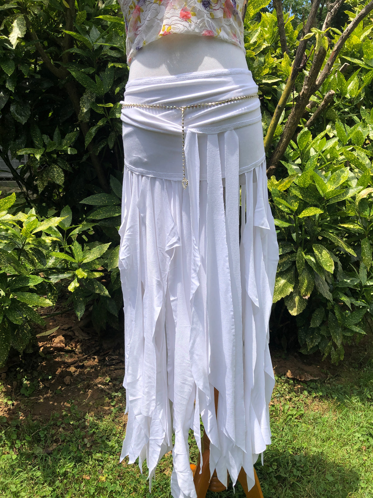 Ragamuffin Bellydance Wrap Skirt Belt, Tattered Tribal Fringe Layering Skirt, Rave, Fairy, Witch Costume, Adjustable, Other Colors