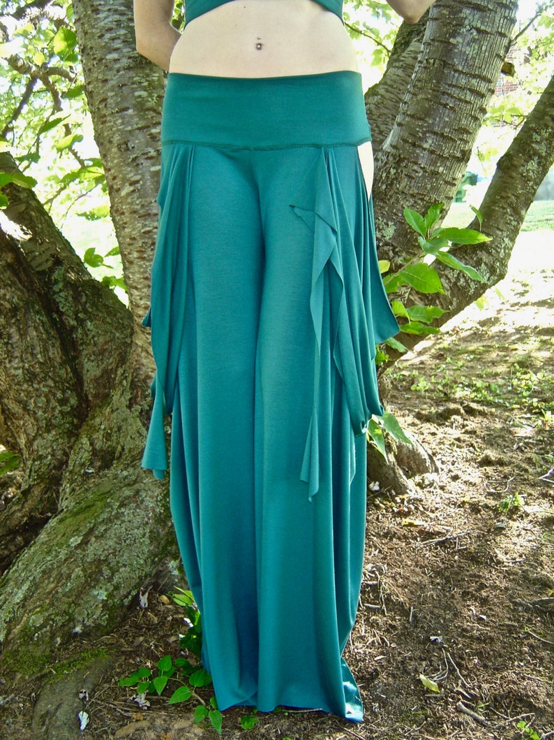 Sakura Open Hip Dance Pants, Cut Out, Low Rise, Wide Leg Flare, Bellydance, Salsa, Performance wear, Boho, Gypsy, Fairy, Elven, Burning Man
