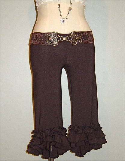 Ruffle Capri Pants, Pantaloons, Salsa Pants, Bellydance, Pirate, Steampunk, Cabaret, Vaudeville, Victorian, Costume