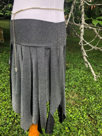 Silver Sparkle Ragamuffin Fairy Skirt, Stretch Lurex Danceskirt, Burning Man, Festival, Tribal Costume, Elven, Cabaret Bellydance, Boho