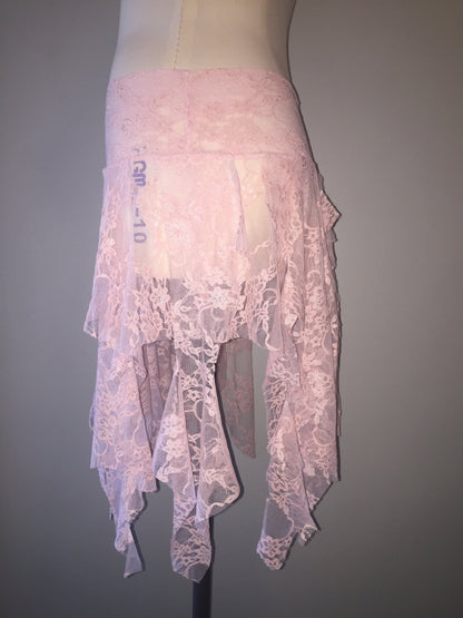 Ragamuffin Tattered Fairy Skirt Top in Stretch Lace, Lingerie Bridal, Boudoir, Fairy Couture, Angel, Dance Costume, Pink Black White Purple