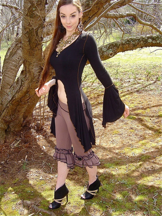 Ruffle Capri Pants, Pantaloons, Salsa Pants, Bellydance, Pirate, Steampunk, Cabaret, Vaudeville, Victorian, Costume