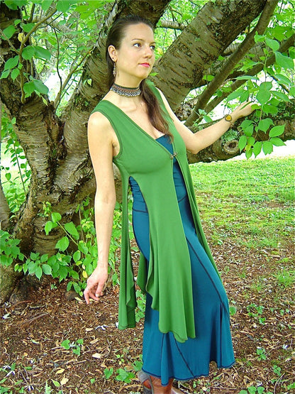 Leianna Sleevless Robe Maxi Vest Layering Top Cover Up, Dancewear, Fairy Coat, Playa Wear, Boho Flower Child, Festival, Resort