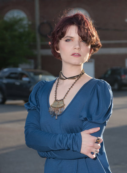 Bridgerton Regency Top, Jane Austen Style, Long Puffed Sleeves, Open Neckline, Relaxed or Close Fit, Soft Stretch Modal, Elven, Other Colors