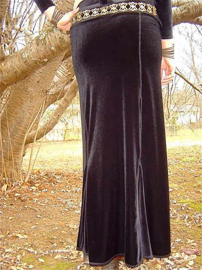 Jaia Maxi Mermaid, Velvet Pencil Skirt, Stretch Red or Choc Brown, Formal, Elegant, Gothic, Royal, Goth Queen, Steampunk, Evening Wear