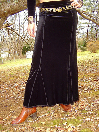 Jaia Maxi Mermaid, Velvet Pencil Skirt, Stretch Red or Choc Brown, Formal, Elegant, Gothic, Royal, Goth Queen, Steampunk, Evening Wear