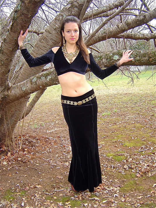 Jaia Maxi Mermaid, Velvet Pencil Skirt, Stretch Red or Choc Brown, Formal, Elegant, Gothic, Royal, Goth Queen, Steampunk, Evening Wear