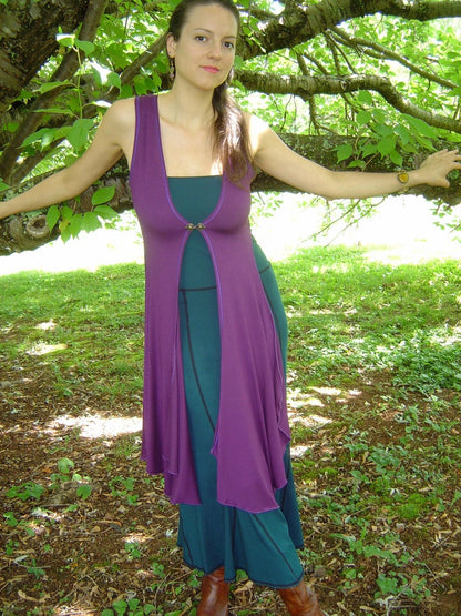 Leianna Sleevless Robe Maxi Vest Layering Top Cover Up, Dancewear, Fairy Coat, Playa Wear, Boho Flower Child, Festival, Resort