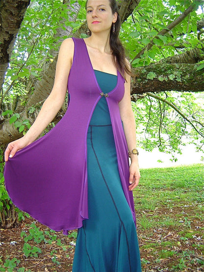 Leianna Sleevless Robe Maxi Vest Layering Top Cover Up, Dancewear, Fairy Coat, Playa Wear, Boho Flower Child, Festival, Resort