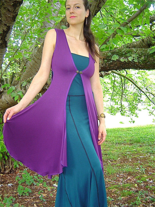 Leianna Sleevless Robe Maxi Vest Layering Top Cover Up, Dancewear, Fairy Coat, Playa Wear, Boho Flower Child, Festival, Resort