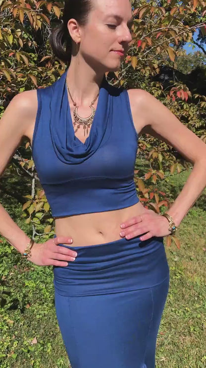 Cowl Neck Crop Top, Soft Stretch Modal, Festival Boho Top, Stretch Knit. Sleeveless, Racer Back, Other Colors