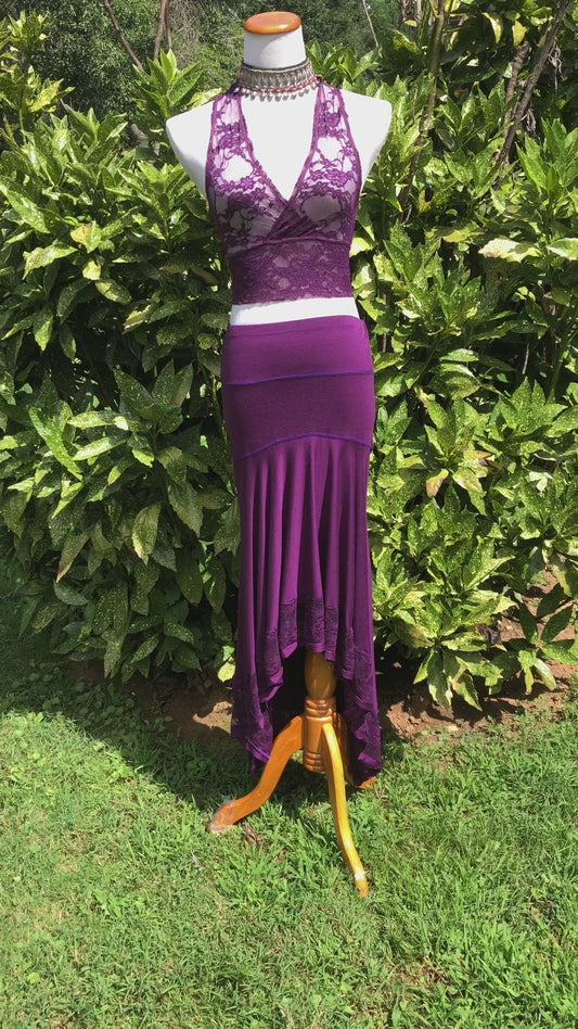 High-Low Stretch Waterfall Skirt
