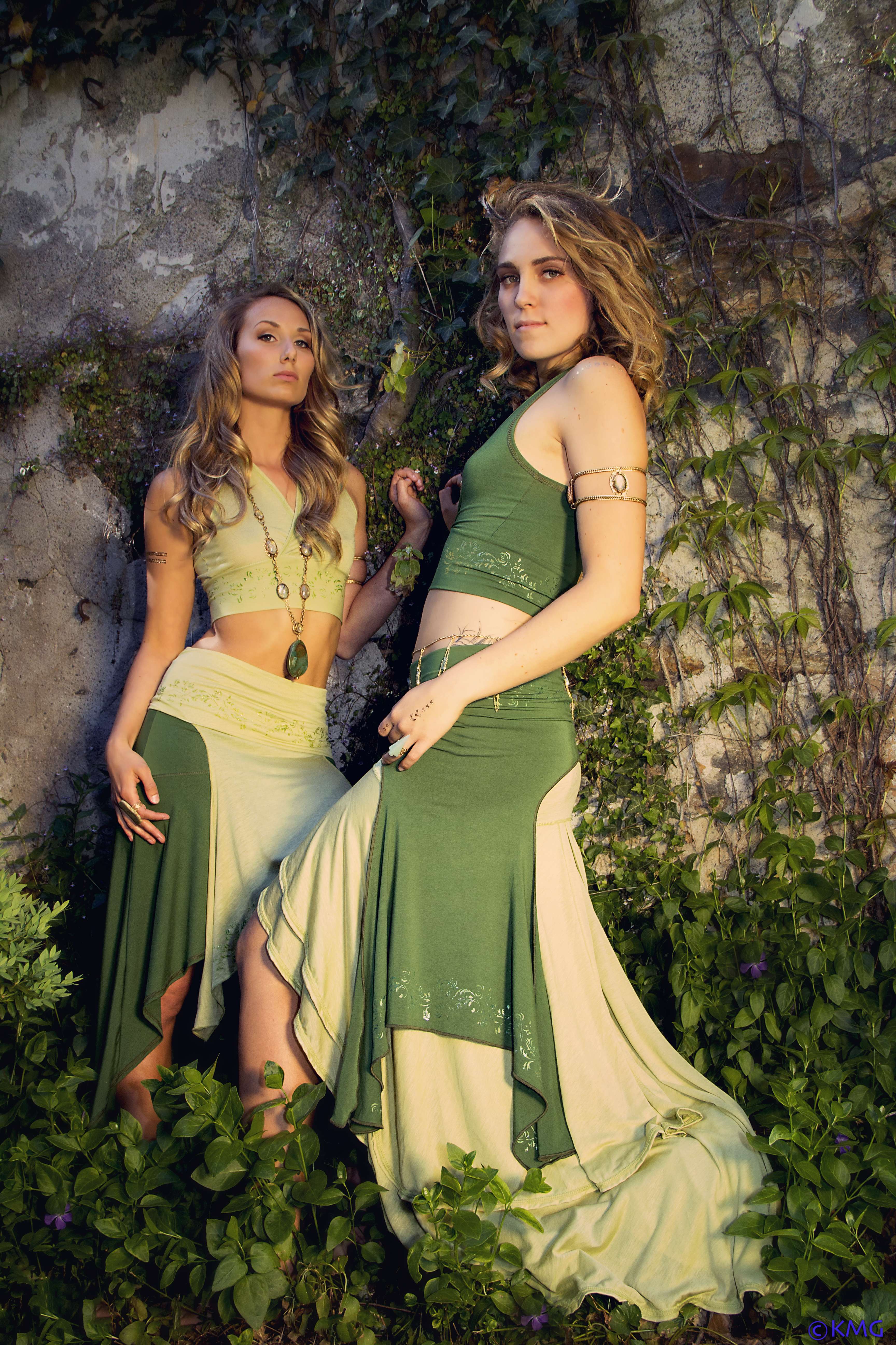 models in elven fae belly dance costumes by Accentuates Clothing