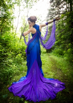 woman in sexy blue dragonfly costume with purple wings by Accentuates Clothing