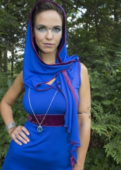 woman in hoodie tank dress elven fae costume by Accentuates Clothing