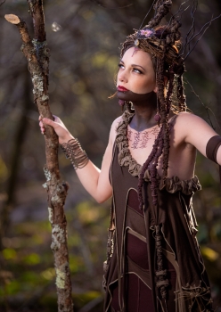 Woman in brown tree spirit costume by Accentuates Clothing